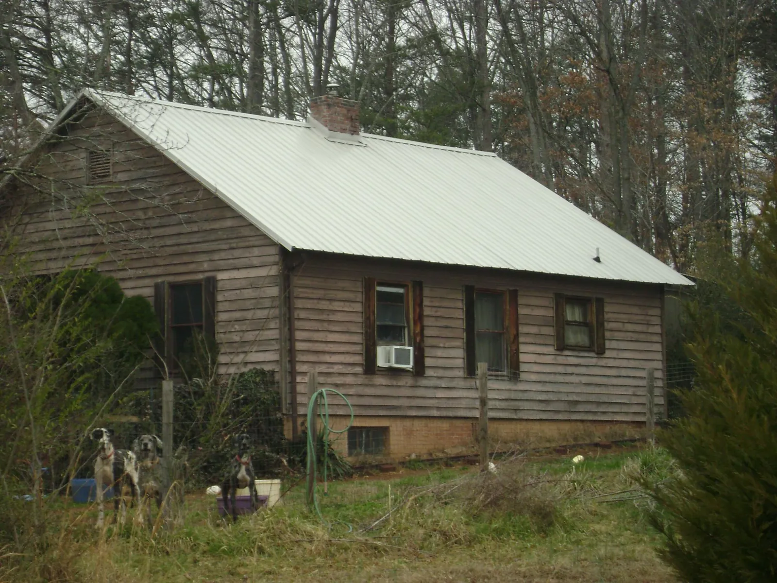 White metal roof on an old wood sided farmhouse, from a Asphalt Shingle Roof Repair job in Milford